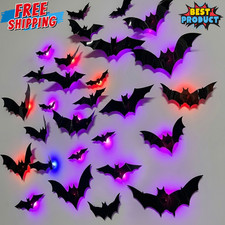 24/12pcs Halloween 3D Glowing Bat Decorations...