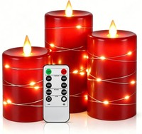 LED Kerzen 3 StüCk Rot Batteriebetrieben Flackernde Flamme Mit Fernbedienung