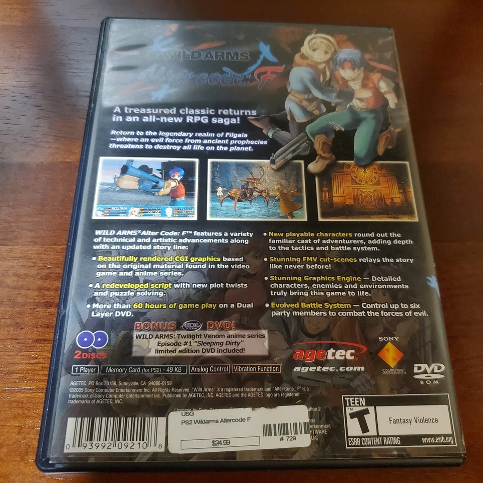 Wild Arms: Alter Code F PS2 -CIB- Mint, Tested - Image 2 of 4