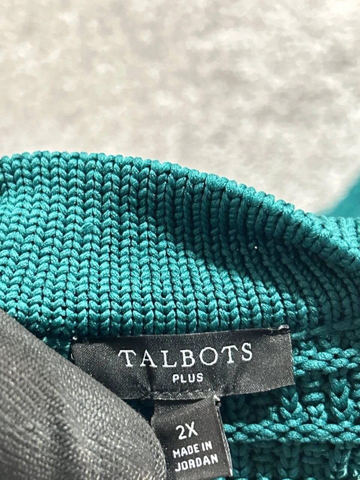 Suéter Talbots Mujer 2x Cárdigan Tejido Verde Nuevo * Foto 3 de 4