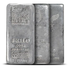 1 Kilo Silver Bar (Varied Condition, Any Mint) Random Brand