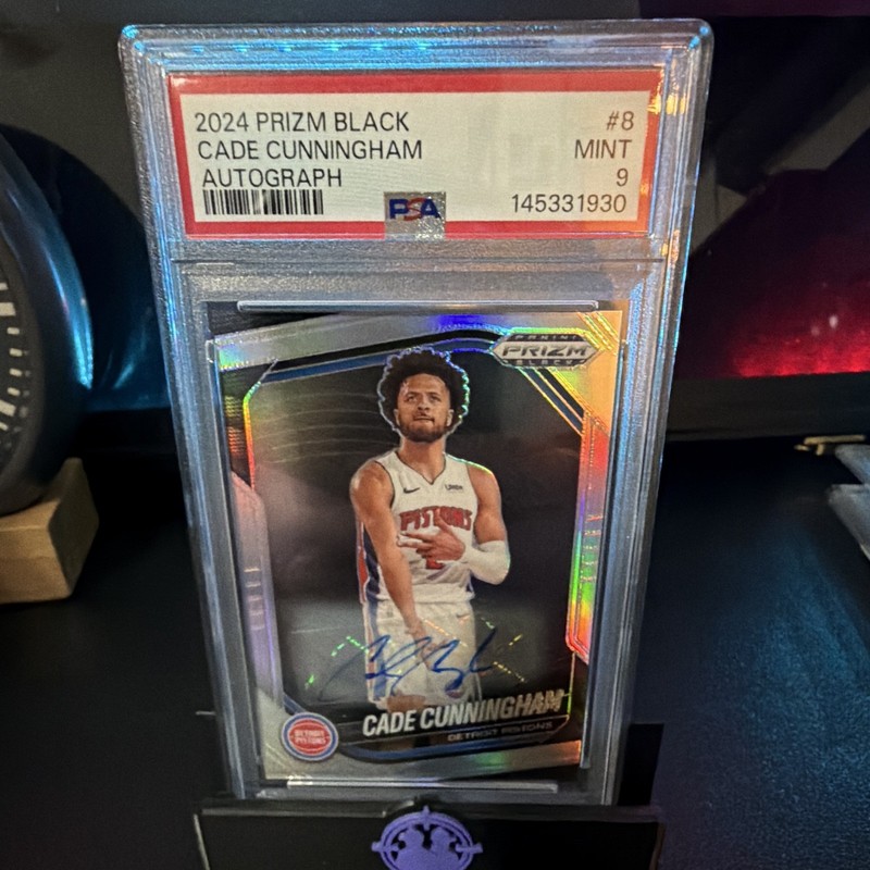 Panini 2024-25 Prizm Black Signatures Cade Cunningham Silver Prizm Auto PSA 9