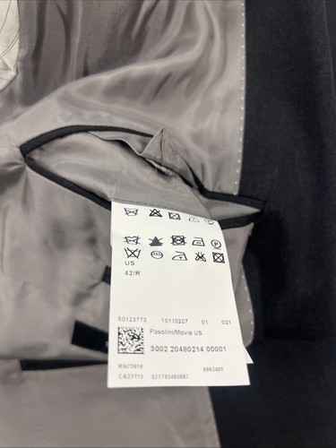 NEW WITH TAGS SUPER 100 Hugo Boss Men's Dark Gray Solid Wool Blazer 42R $1,395 - Picture 8 of 13
