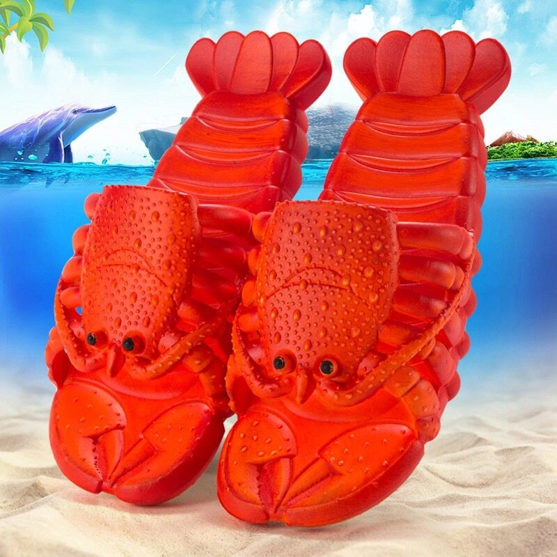 Summer Lobster Slippers Women Funny Animal Flip Flops Cute Beach Shoes
