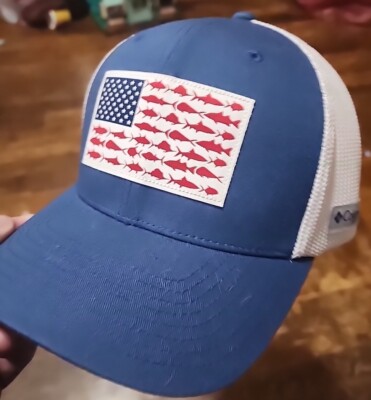 Columbia PFG Mesh Fish Flag Ball Cap, Night Tide/White - L/XL