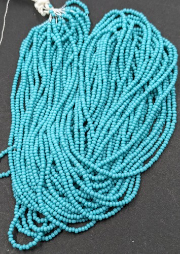 Vintage Czech Glass Seed Beads Opaque Turquoise Partial Hank 12/0
