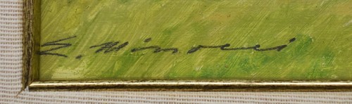 Painting Picture DIPINTO OLIO su tavola EGIDIO MINOCCI Carro con buoi anni '70 - Imagen 3 de 4