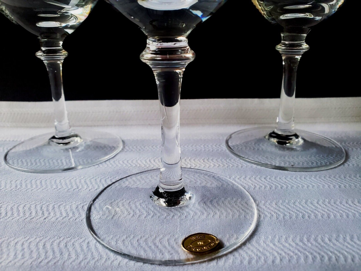 Gorgeous Set of Three Midcentury West German Crystal Wine / Water Glasses