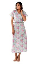 Soft Cotton Ladies Indian Nighty Night Gown Maxi Dress Sleep Wear Size XXL Green