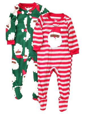 Carters Infant Boys 2PC Christmas Sleeper Set Black Santa Claus Pajamas 