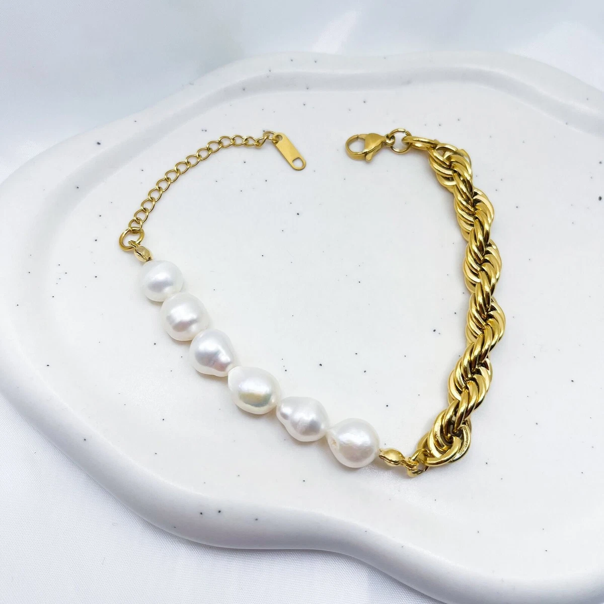 Baroque Fresh Water Pearl Rope Chain Trendy Stacking Minimalist