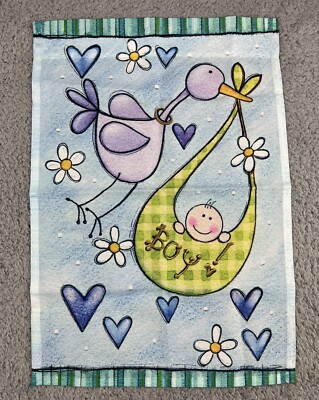 ITS A BOY Garden Flag Porch Yard House Decorative Baby Shower 18x12