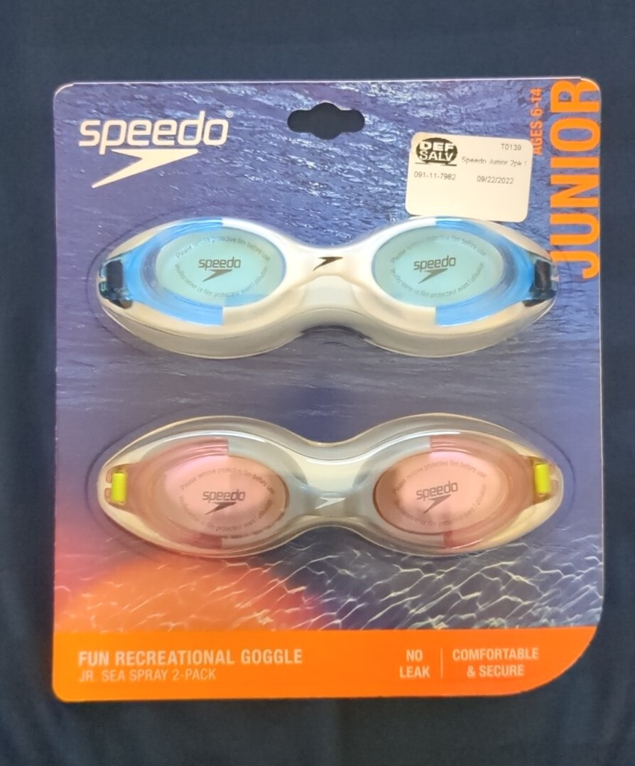 Speedo Junior Sea Spray Swimming Goggles, Age 6-14 2pk Eyewear NEW