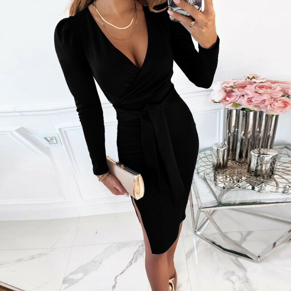 long sleeve collared dresses for women Long Sleeve Collared Slinky Foil Dress – Style Your Curves
