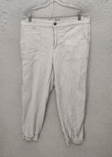 Gap Women Pants Large Cream Cotton Blend High Rise Pockets Regular Fit Jogger