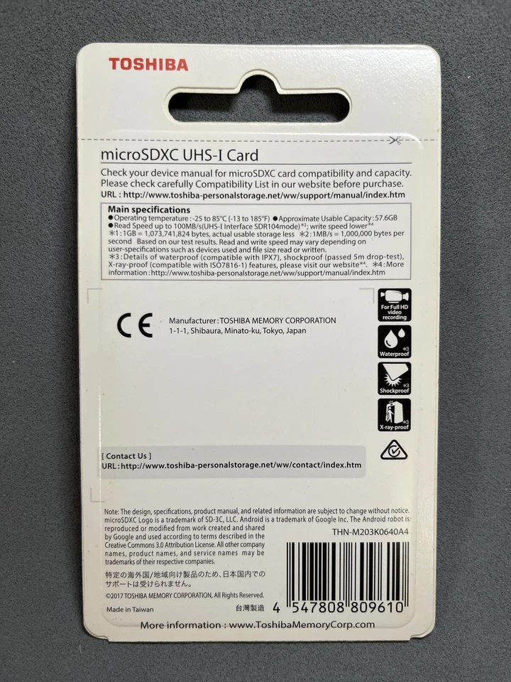 Toshiba M203 64 GB micro SDXC UHS-I Card Class 10 100MB/s - Image 2 of 2