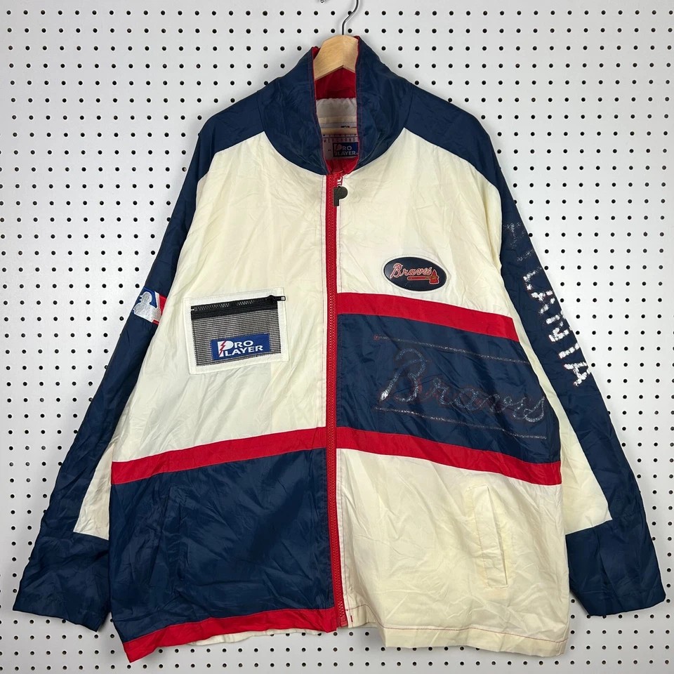 Vintage Atlanta Braves Windbreaker Jacket Sz XXL 2XL Pro Player MLB 90s Faded - Image 4 of 4