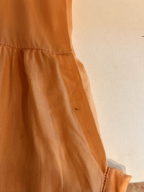 VTG SZ 38 Peach Silk Romper Chemise Lace Lingerie CoquetteAppliques Rosettes8017