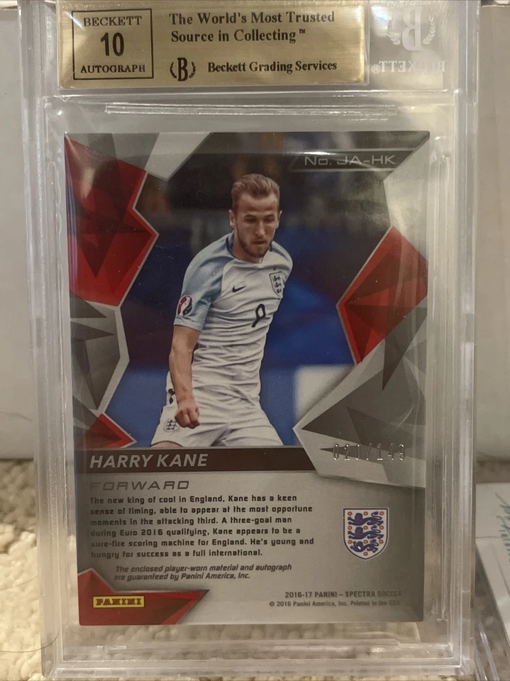 Harry Kane 9.5 Tarjeta 10 Panini Spectra 2016-17 9.5 Beckett 1/149 Inglaterra Usada Foto 2 de 4