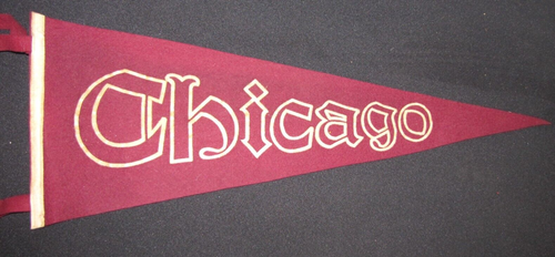 Chicago, Illinois Vintage Soft Felt Souvenir Pennant~23"x 8"