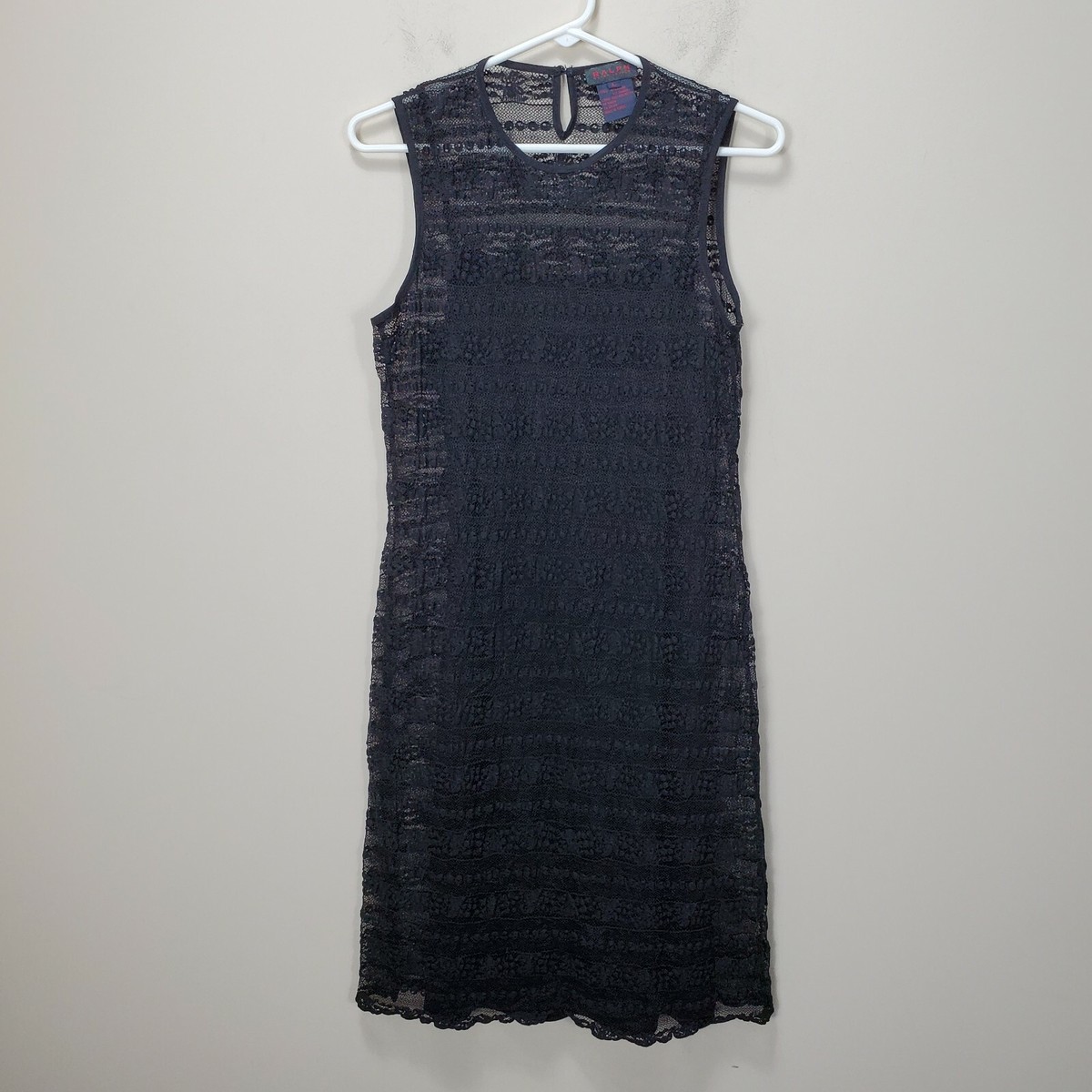 Lauren Ralph Lauren Womens Lace Overlay Dress Black Size L sleeveless | eBay