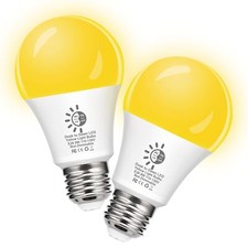 Dusk to Dawn Bug Light Bulb Outdoor - 60W Equivalent A19 Yellow LED Bug Light...