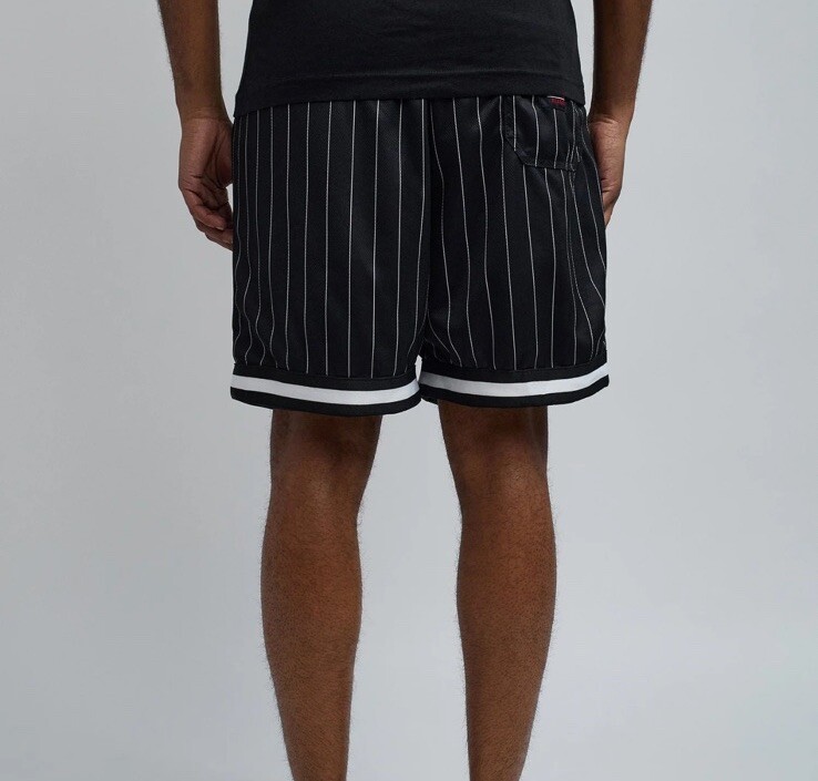 REASON Scarface Mesh Pinstripe Shorts Black Men's Size S *NEW* $49