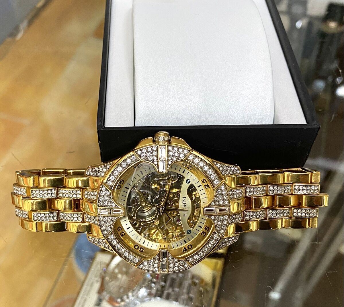 Elgin mens gold tone automatic skeleton luxury watch -FG9919 Elgin mens gold tone automatic skeleton luxury watch -FG9919