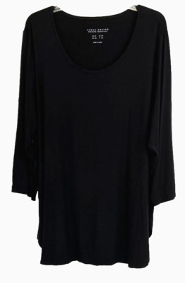 Susan Graver Weekend Cool Touch Tunic Shirt 2X Black Pull On A452053 Women YB2