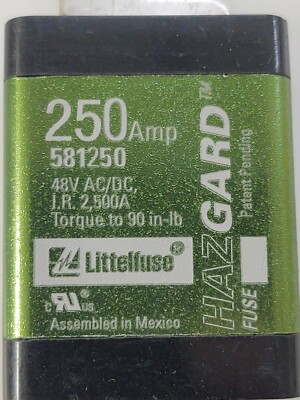 Littelfuse 581250 Rectifier Fuse Hazgard 250A 48V AC/DC 1-Pc NEW!