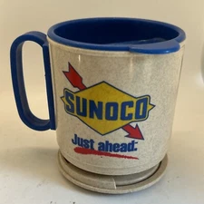 Vintage Yellow Sunoco Ultra Service Center Plastic Travel Mug w/ Lid Travel Base