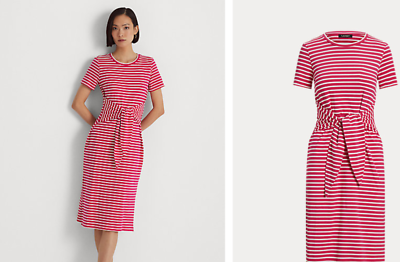 RALPH LAUREN STRIPED TIE-FRONT JERSEY WOMAN DRESS NEW WITH TAG SIZE US XXL  NWT | eBay
