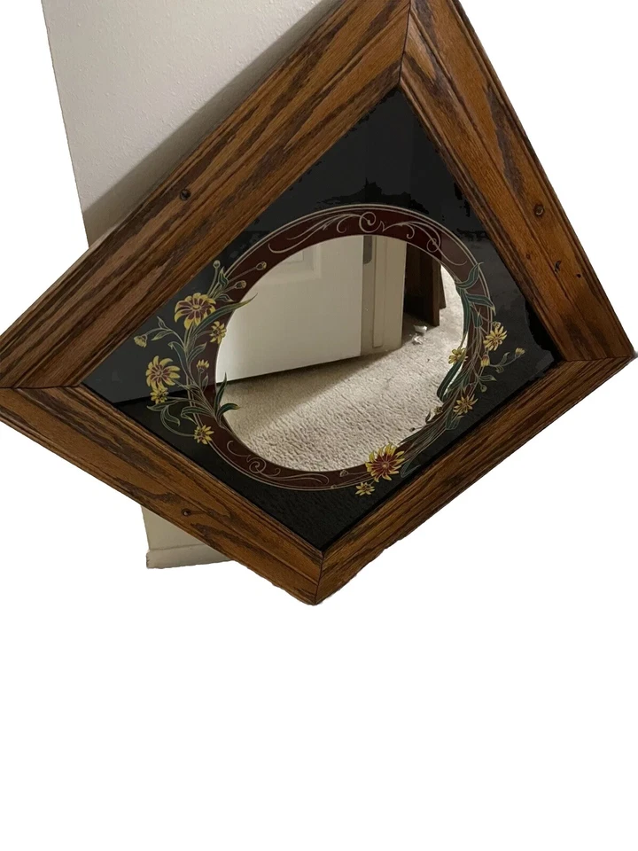 Hensley Co Mirror 1983 FLORAL PATTERN GOOD CONDITION 22 X 22 FRAME 2 - Image 2 of 4