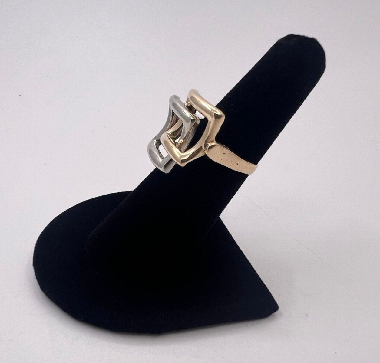 Interlinked Squares Design Two-tone Gold Ring 14K… - image 3