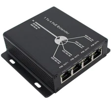 POE Extender RJ45 4-Port 10/100M IEEE802.3at Power-in to IEEE802.3af Power-Ou...