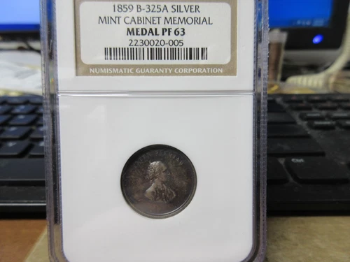 1859 B-325A Washington Cabinet Memorial US Mint Medal Silver NGC PF 63