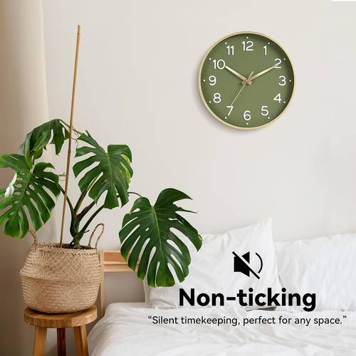 Wall Clock Green, Silent Wall Clocks Battery Operated 8 Inch-Modern Non Ticking - Picture 5 of 12