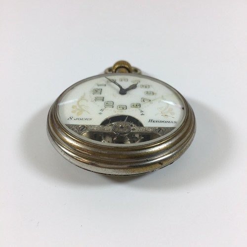 Antique 8 Day Hebdomas Silver Plated Pocket Watch Not Working - Picture 5 of 6