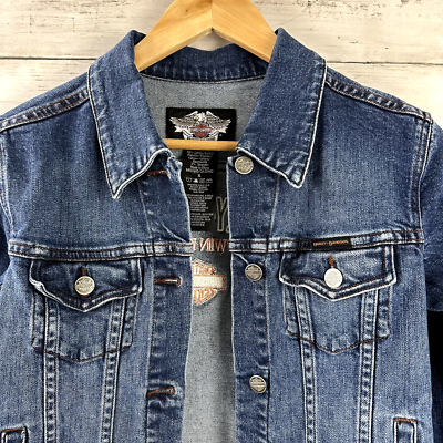 Harley Davidson V Twin Power Embroidered Jean Denim Jacket Women's