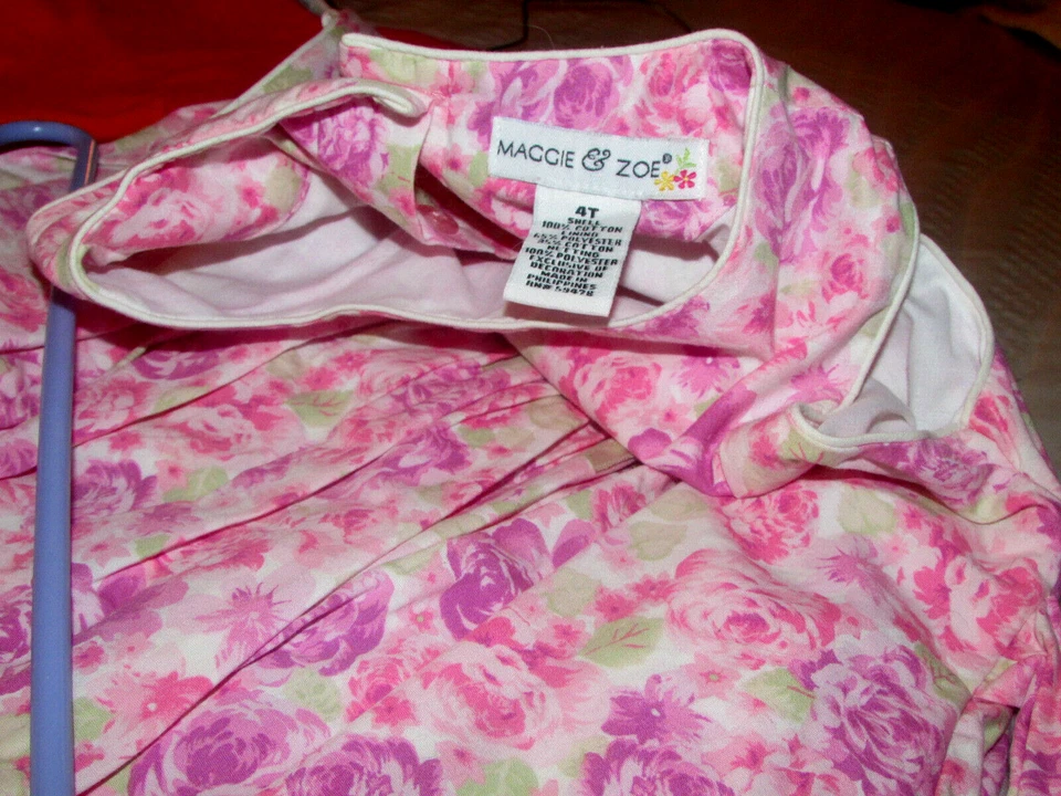 VESTIDO DE VERANO para niña MACCIE & ZOE rosas con volantes adjuntos blanco slip 4T (Nclst 12 Foto 4 de 4