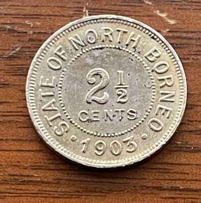 Scarce British North Borneo 2-1/2 Cent, 1903H Coin KM#4..TM914