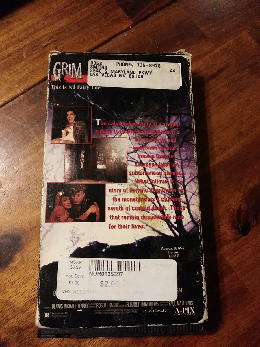 Grim (VHS 1995) A-Pix Entertainment Emmanuel Xuereb Tres Handley