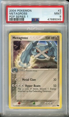 PSA 9 MINT Pokemon METAGROSS Non Holo Rare POP Series 1 #2/17