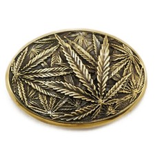 Cannabis leaf solid brass belt buckle, Marijuana Weed Leaf ganja Rasta buckle