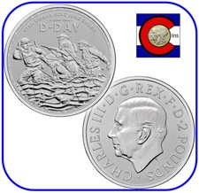 2024 Great Britain UK 80th Anniversary D-Day 1 oz 0.999 BU Silver Coin in Cap 42.19 per troy oz