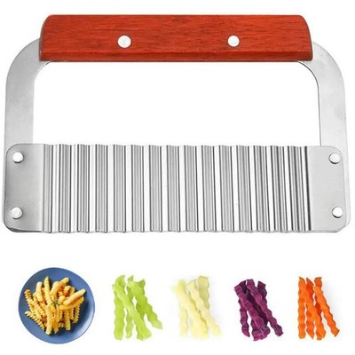 Heavy Duty Stainless Steel Large Crinkle Cutter Wavy Chopper French Fry Slicer