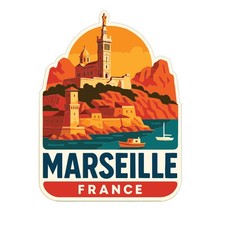 Marseille France Sticker Decal Vinyl Die-Cut City Skyline Landmark Design