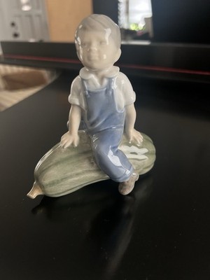 ROYAL COPENHAGEN Denmark Boy Sittin On Gourd Porcelain Figurine RARE