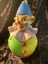 Rare Antique German Schoenhut Large Roly Poly Clown Toy 9 Inch