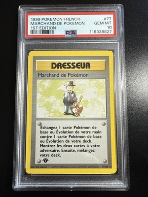 Pokemon Marchand De Pokémon 1. Edition PSA 10 77/102 French Francais Base Set